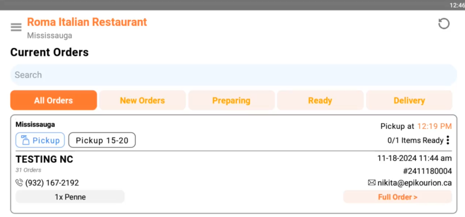 Manager App Order Tracking